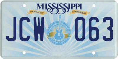 MS license plate JCW063