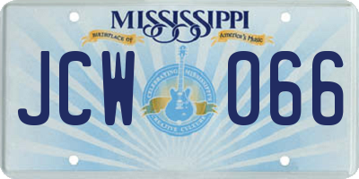MS license plate JCW066