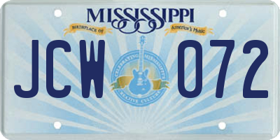 MS license plate JCW072