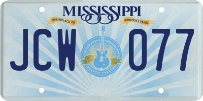 MS license plate JCW077