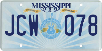 MS license plate JCW078