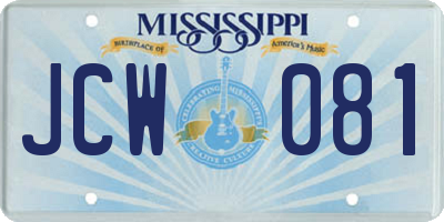MS license plate JCW081