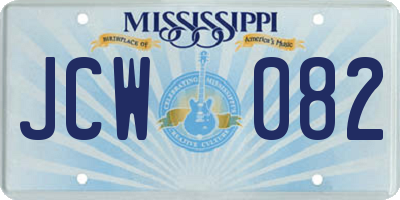 MS license plate JCW082