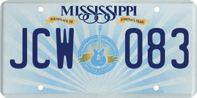 MS license plate JCW083