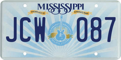 MS license plate JCW087