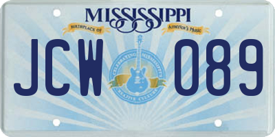 MS license plate JCW089
