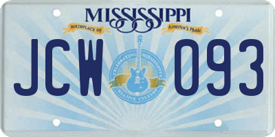 MS license plate JCW093
