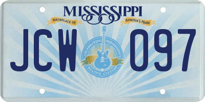 MS license plate JCW097