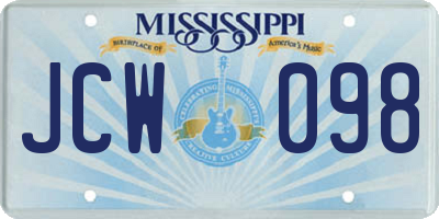 MS license plate JCW098
