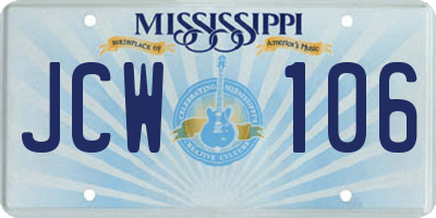 MS license plate JCW106