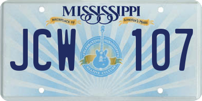 MS license plate JCW107