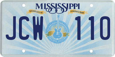 MS license plate JCW110