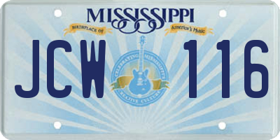 MS license plate JCW116