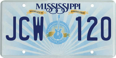 MS license plate JCW120