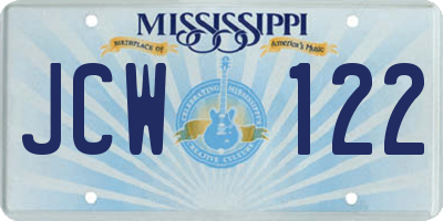 MS license plate JCW122