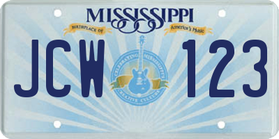 MS license plate JCW123