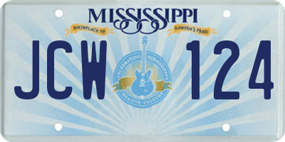 MS license plate JCW124