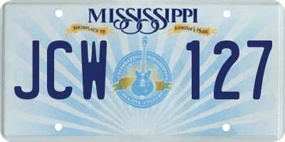 MS license plate JCW127
