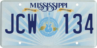 MS license plate JCW134
