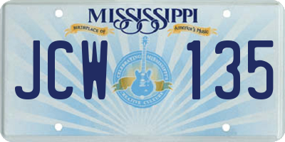 MS license plate JCW135