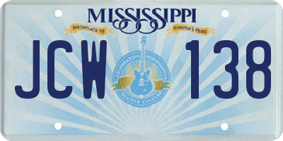 MS license plate JCW138
