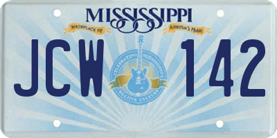 MS license plate JCW142