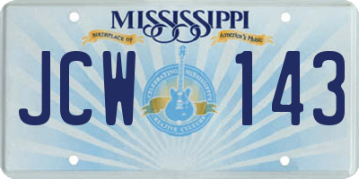 MS license plate JCW143