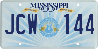 MS license plate JCW144