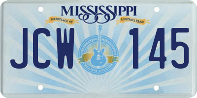 MS license plate JCW145