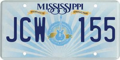 MS license plate JCW155