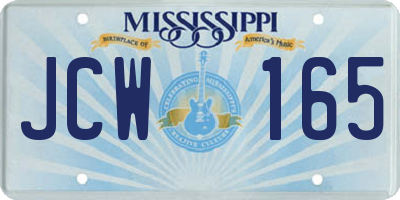 MS license plate JCW165