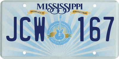 MS license plate JCW167