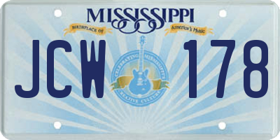 MS license plate JCW178