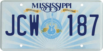 MS license plate JCW187