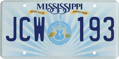 MS license plate JCW193