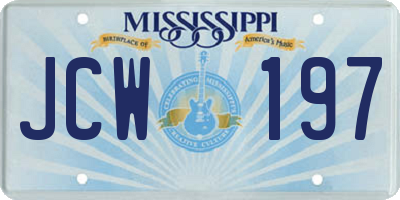 MS license plate JCW197