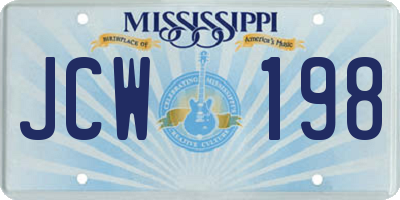MS license plate JCW198