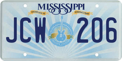 MS license plate JCW206