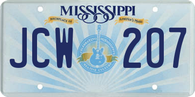MS license plate JCW207