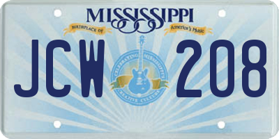MS license plate JCW208