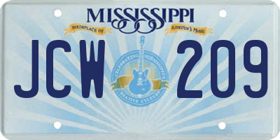 MS license plate JCW209