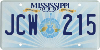 MS license plate JCW215
