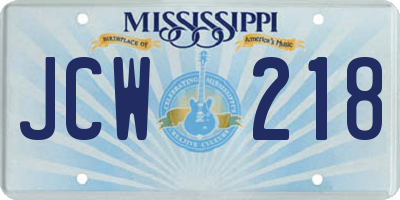 MS license plate JCW218