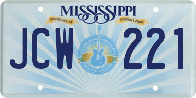 MS license plate JCW221