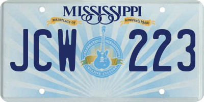MS license plate JCW223