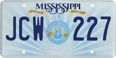 MS license plate JCW227