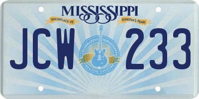 MS license plate JCW233