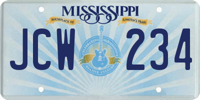MS license plate JCW234