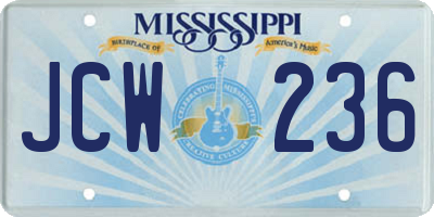 MS license plate JCW236