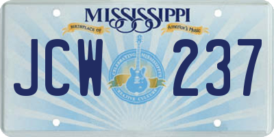 MS license plate JCW237